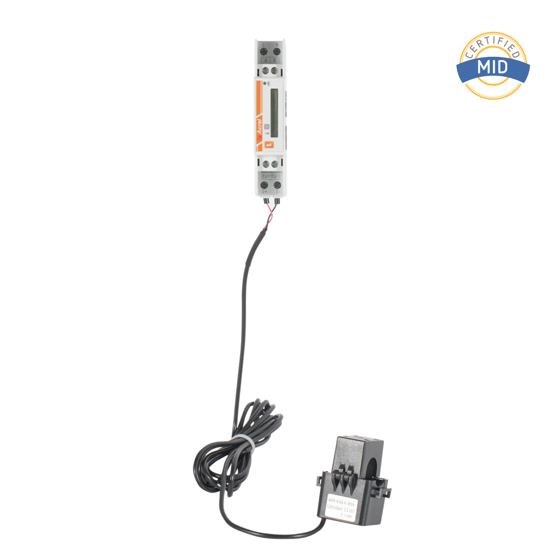 MID-sertifioitu AC yksivaiheinen energiamittari ulkoisella CT:llä